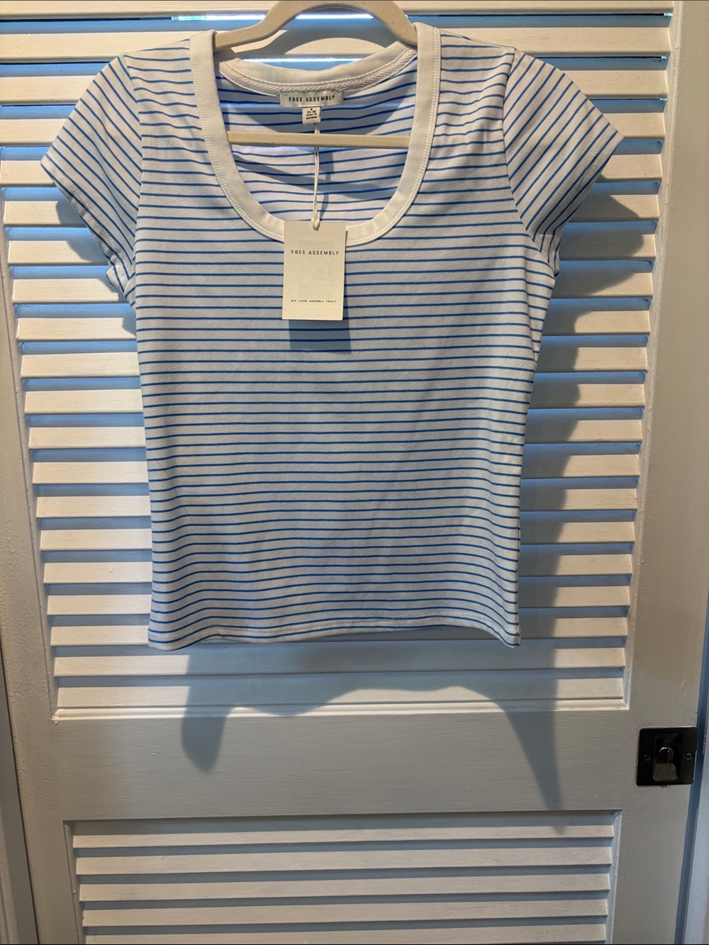 Free Assembly short sleeve striped scoop neck tee NWT